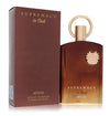 Eau de Parfum bottle with box, brown glass, gold cap; Afnan Supremacy in Oud