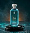 Ajmal Cyan Oud Eau de Parfum 100 ml bottle, teal glass with white cap