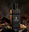 Perfume bottle with black and gold cap, 'III THRILLER' label, Maison Asrar