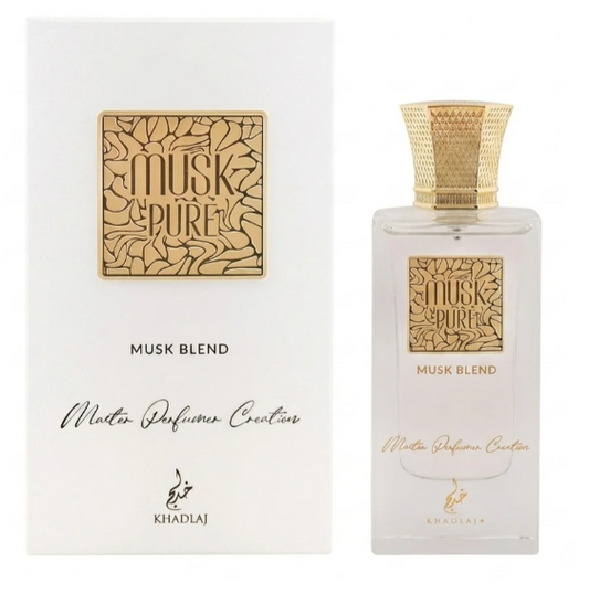 Khadlaj Pure Musk Blend eau de parfum set with bottle and box, 60 ml