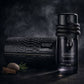 Black EDP perfume bottle with textured box and coiled rope neck, Lattafa
