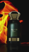 Dark bottle oud eau de parfum with black cap and Ignite Oud label