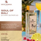 Soul of Bali Eau de Parfum 100 ml box and bottle, gold cap, tropical palm label