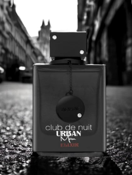 Armaf Club de Nuit Urban Man Elixir eau de parfum bottle, dark glass with cap