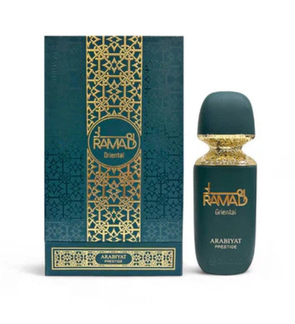 Dark teal eau de parfum bottle with gold cap beside matching gift box