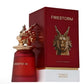 Firestorm eau de parfum bottle and box, red with gold emblem and French Avenue label
