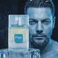 Blue frosted parfum extract bottle with square Freeze label on front