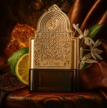 Nusuk Al Mukhtalif Signature Eau de Parfum bottle with gold patterned cap and dark glass