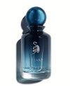 Dark blue EDP spray bottle with elephant emblem and glassy black body