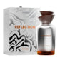 Perfume extrait 100ml box and bottle with Reflection label, metallic bottle with amber liquid