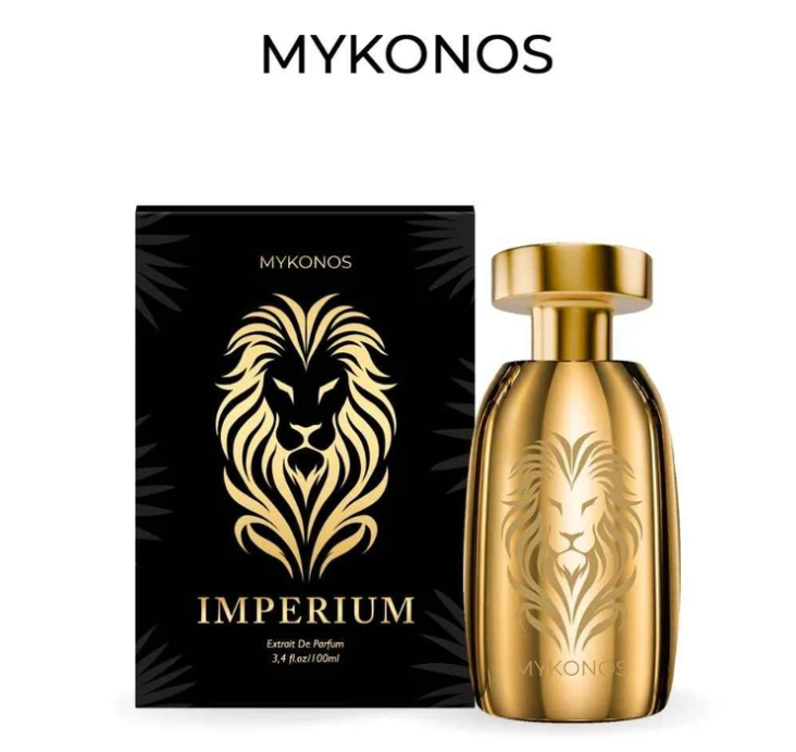 Perfume box and gold bottle set, Mykonos Imperium, 100 ml