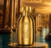 Gold perfume bottle with lion emblem, Mykonos Imperium, 100 ml