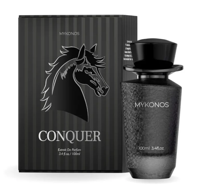 Mykonos Conquer 100 ml eau de parfum bottle and gift box