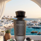 Mykonos eau de parfum bottle with textured gray body, 100 ml