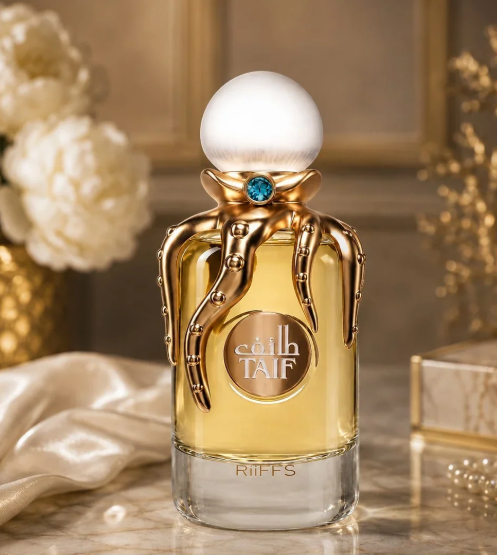 RIIFFS Taif 100ml extrait de parfum bottle with gold cap and turquoise gem